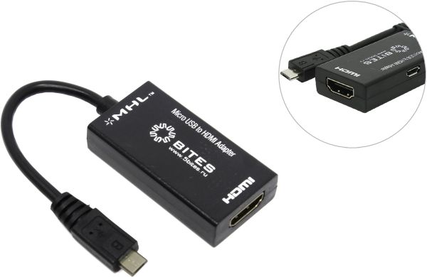 Переходник  MHL microUSB BM - ) HDMI (F) + microUSB BF 5bites ( UA-HHFM-MHL ) Переходник  MHL microUSB BM - ) HDMI (F) + microUSB BF 5bites ( UA-HHFM-MHL )