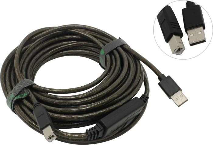 Кабель USB 2.0 A-B 10m активный Greenconnect (GCR-UPC3M1-BD2S-10m)