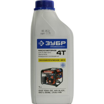 Масло для 4-х тактных двигателей (1л, полусинтетическое, -20°C, SAE 10W-30, API  SL/CF)  ЗУБР Профес Масло для 4-х тактных двигателей (1л, полусинтетическое, -20°C, SAE 10W-30, API  SL/CF)  ЗУБР Профес